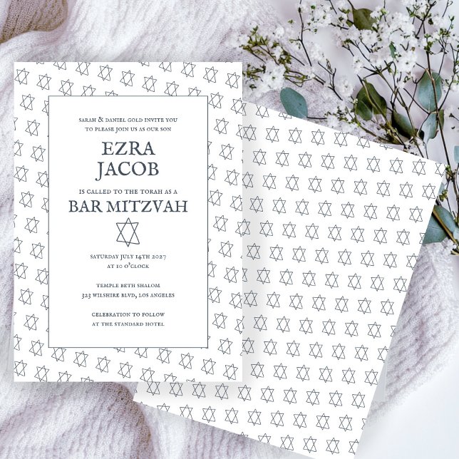 Simple Star of David Custom B'nai Bat Bar Mitzvah  Invitation (Simple Star of David Custom B'nai Bat Bar Mitzvah Invitation
)