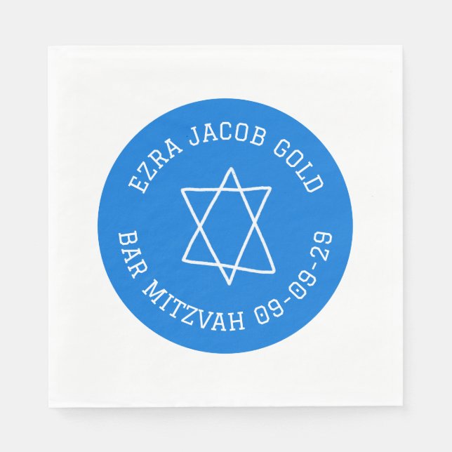 Simple Star of David Custom B'nai Bat Bar Mitzvah  Napkins (Front)