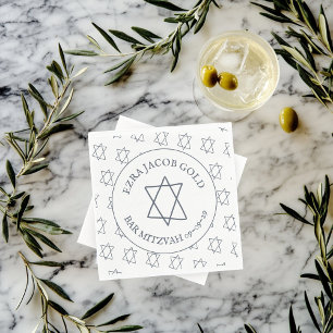 Simple Star of David Custom B'nai Bat Bar Mitzvah Napkins