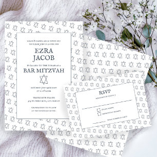 Simple Star of David Custom B'nai Bat Bar Mitzvah RSVP Card