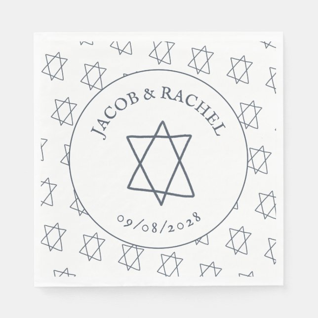 Simple Star of David Custom JEWISH Wedding Engage Napkins (Front)