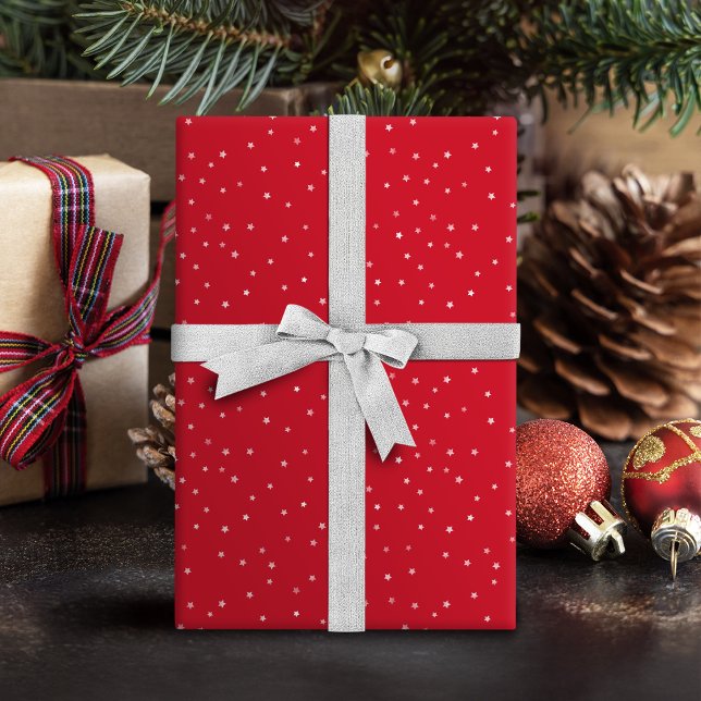 Simple star pattern red Christmas Wrapping Paper (Simple star pattern red Christmas Wrapping Paper)