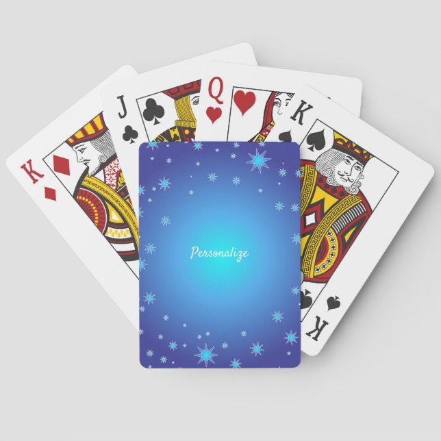 Simple Star Pattern with Blue Sky Personalized Poker Cards (Back)