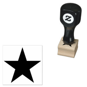SIMPLE STAR SOLID SHAPE BLACK RUBBER STAMP