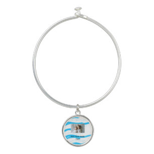 simple star sparkle glitter add photo custom text  bangle bracelet