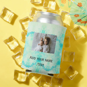 simple star sparkle glitter add photo custom text  can cooler