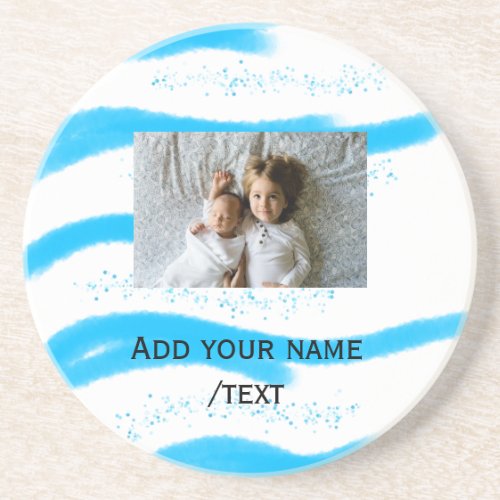 simple star sparkle glitter add photo custom text  coaster