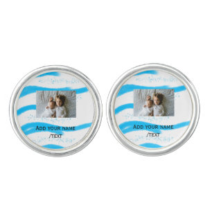 simple star sparkle glitter add photo custom text cufflinks