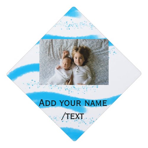 simple star sparkle glitter add photo custom text  graduation cap topper