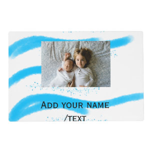 simple star sparkle glitter add photo custom text  placemat