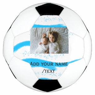simple star sparkle glitter add photo custom text soccer ball