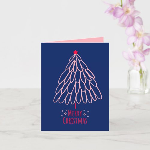 Simple Star Tree Mid Mod Merry Christmas  Card