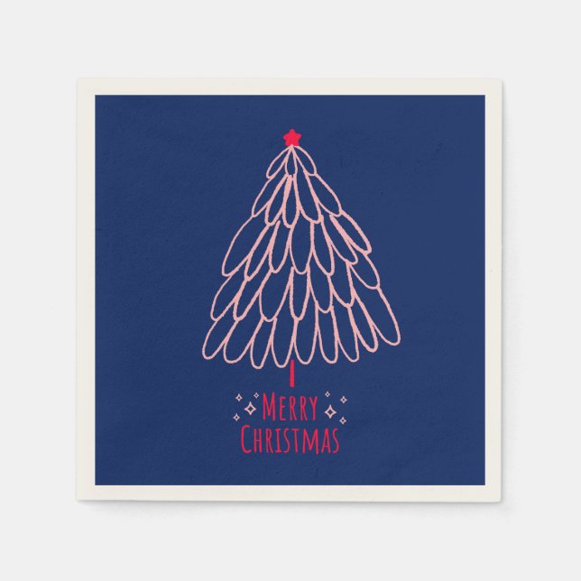 Simple Star Tree Mid Mod Merry Christmas  Napkins (Front)