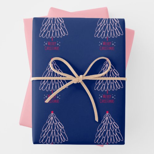 Simple Star Tree Mid Mod Merry Christmas  Wrapping Paper Sheets
