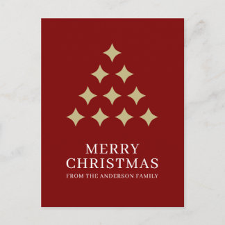 Simple star tree red Merry Christmas Holiday Postcard