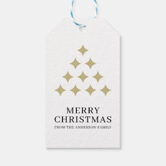 Simple star tree white Merry Christmas Gift Tags