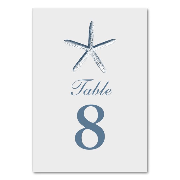 Simple Starfish Beach Wedding Table Numbers