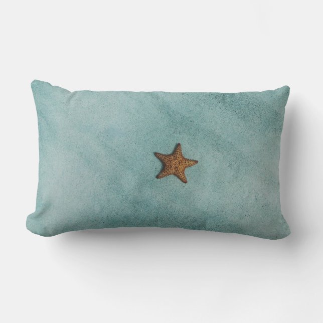 Simple Starfish on the Beach Photo Lumbar Pillow (Front)