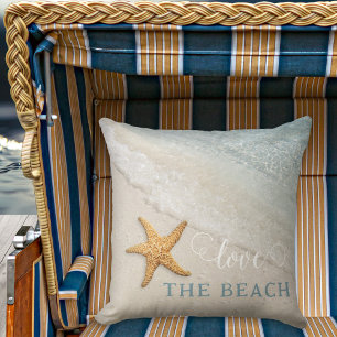 Simple Starfish Waves Beach House Pillow