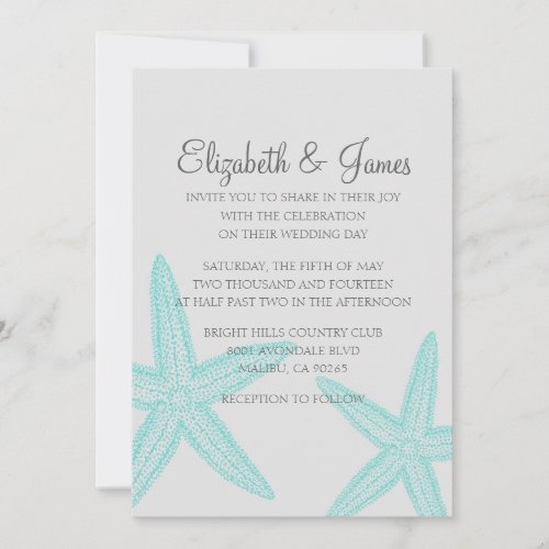 Simple Starfish Wedding Invitations