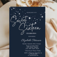 Simple Stars Navy Blue Sweet 16