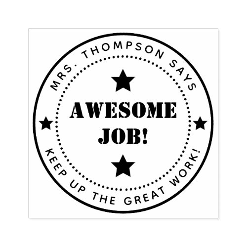 Simple Stars  Personalized  Awesome Job Teacher Rubber Stamp