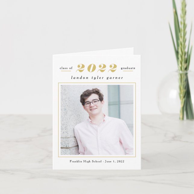 Simple Stats Graduation Photo Thank You Card (Front)