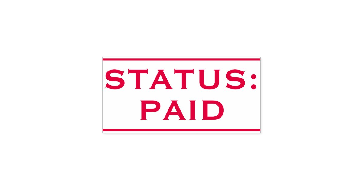 Simple "STATUS PAID" Rubber Stamp Zazzle