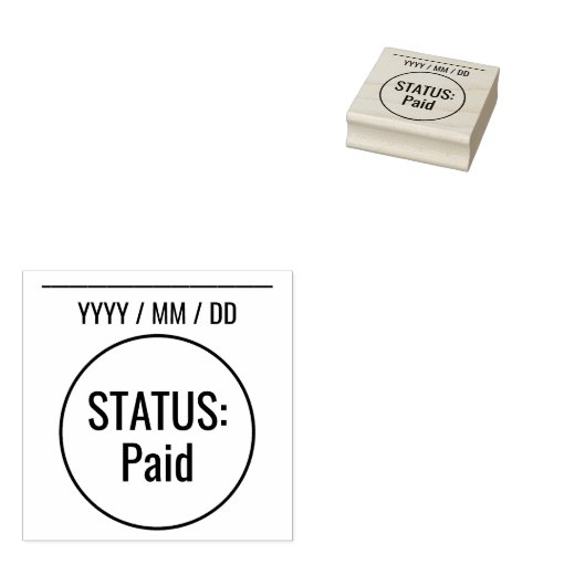 Simple "STATUS Paid" Rubber Stamp Zazzle