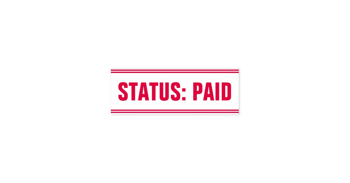 Simple "STATUS PAID" Rubber Stamp Zazzle