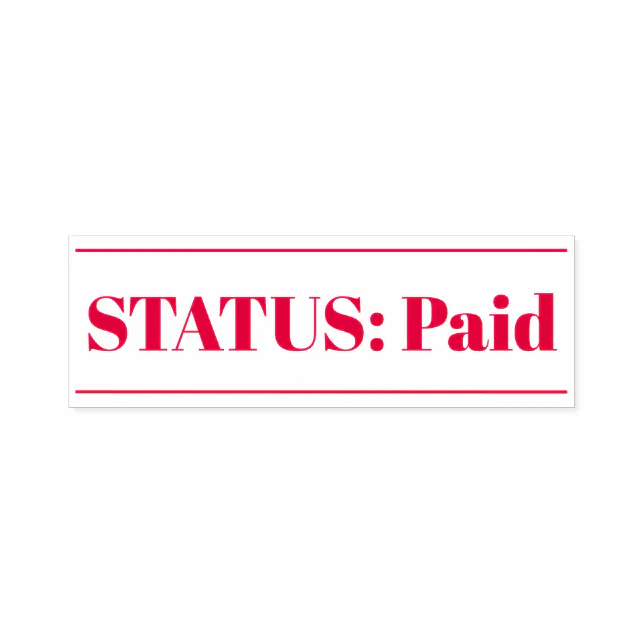 Simple "STATUS Paid" Rubber Stamp Zazzle