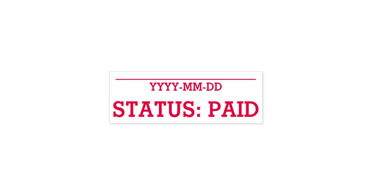 Simple "STATUS PAID" Rubber Stamp Zazzle