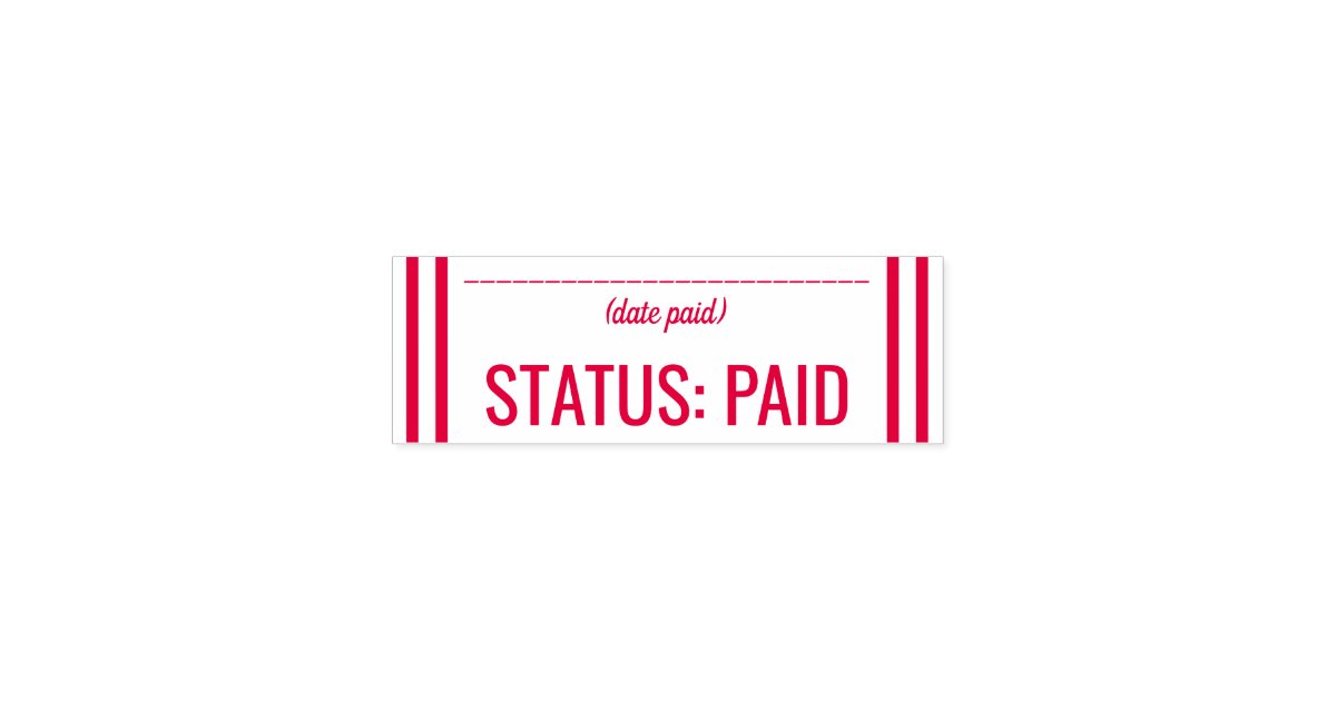 Simple "STATUS PAID" Rubber Stamp Zazzle