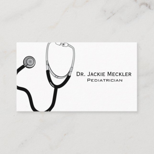 Simple Stethoscope Pediatrician Business Card (Front)