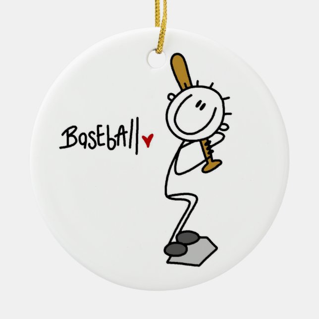 Simple Stick Figure Baseball T-shirts and Gifts Ceramic Ornament (Front)