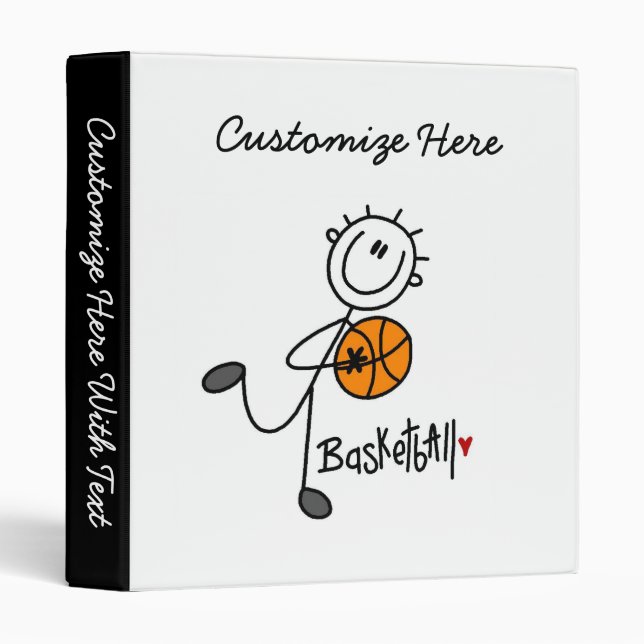 Simple Stick Figure Basketball T-shirts and Gifts 3 Ring Binder (Front/Spine)