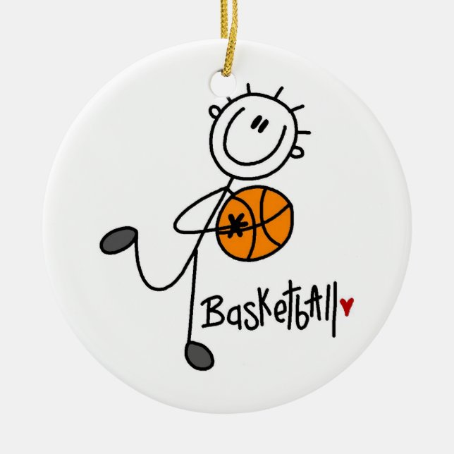 Simple Stick Figure Basketball T-shirts and Gifts Ceramic Ornament (Front)