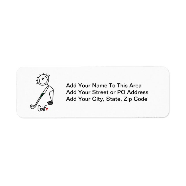 Simple Stick Figure Golfer Label (Front)