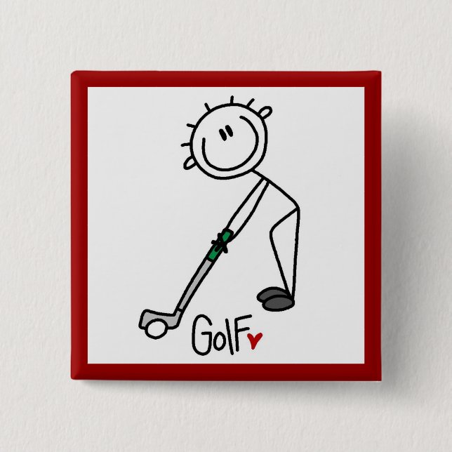 Simple Stick Figure Golfer Pinback Button (Front)
