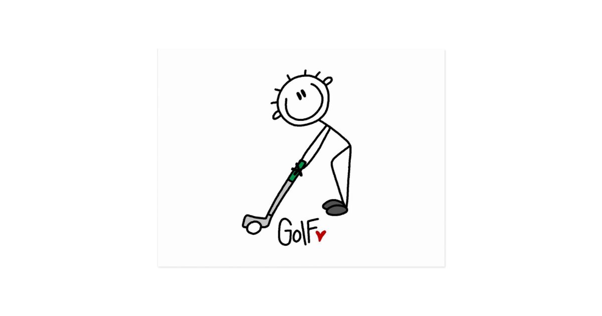 Simple Stick Figure Golfer Postcard