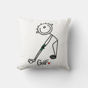 Simple Stick Figure Golfer Throw Pillow