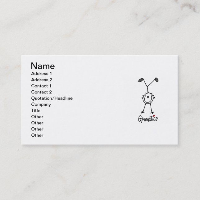Simple Stick Figure Gymnast Business Card (Front)