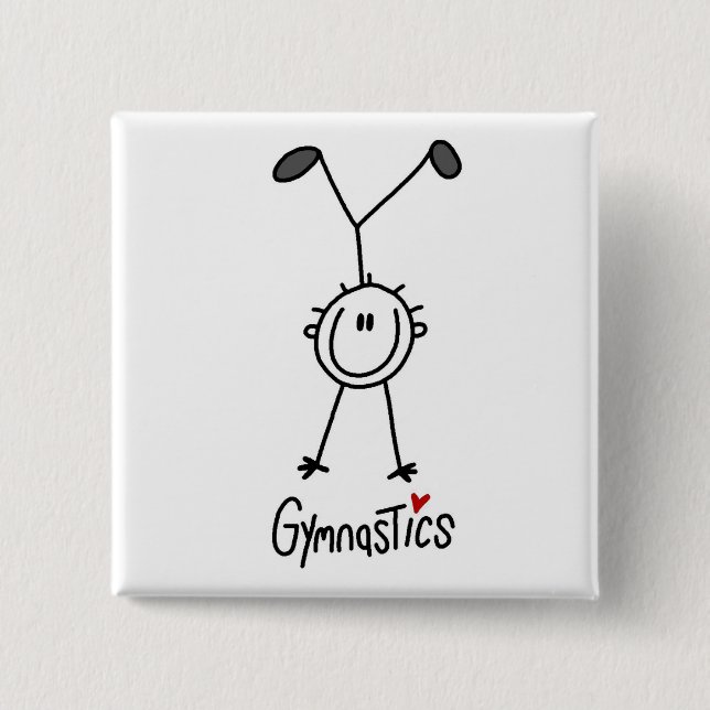Simple Stick Figure Gymnast Button (Front)