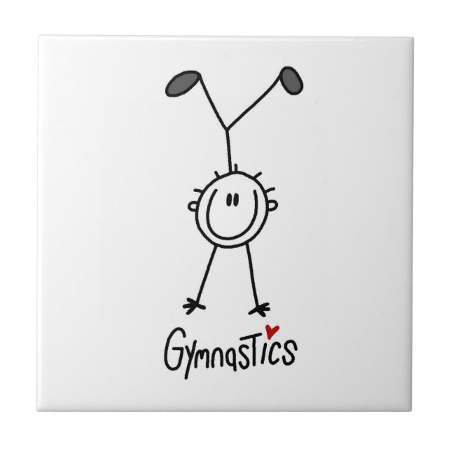 Simple Stick Figure Gymnast Ceramic Tile (Front)