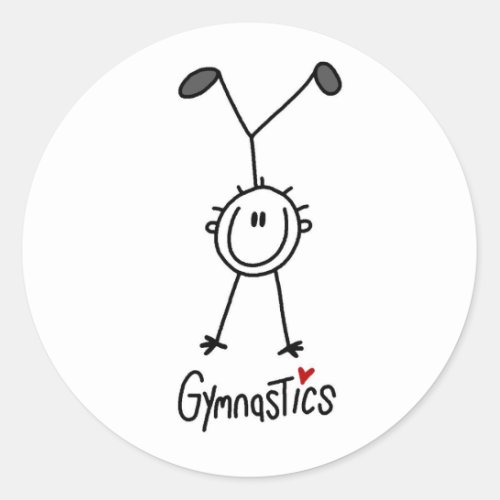 Simple Stick Figure Gymnast Classic Round Sticker