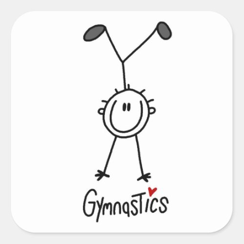Simple Stick Figure Gymnast Square Sticker