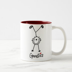 Simple Stick Figure Gymnast Two-Tone Coffee Mug