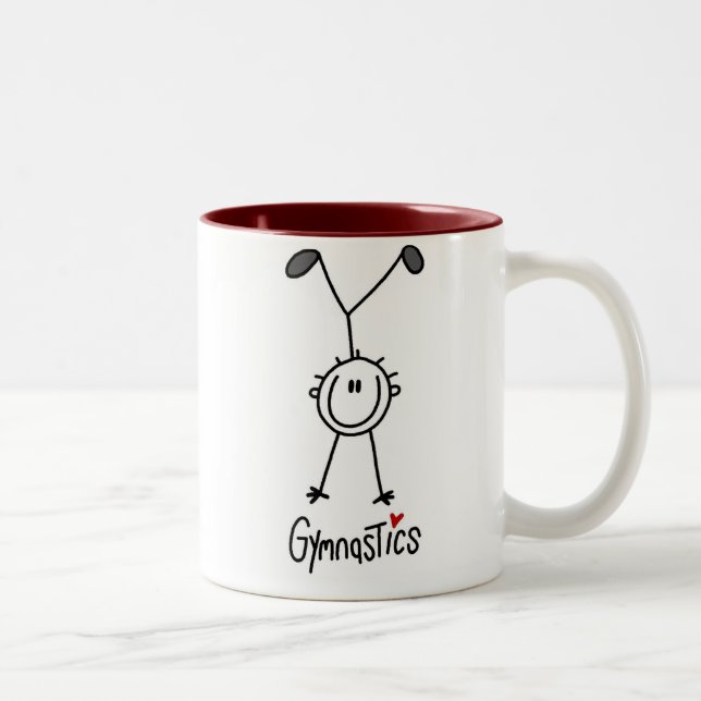 Simple Stick Figure Gymnast Two-Tone Coffee Mug (Right)