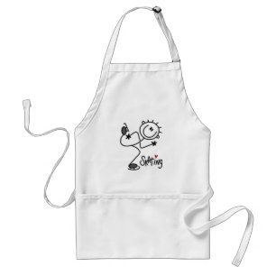 Simple Stick Figure Ice Skating T-shirts and Gifts Adult Apron