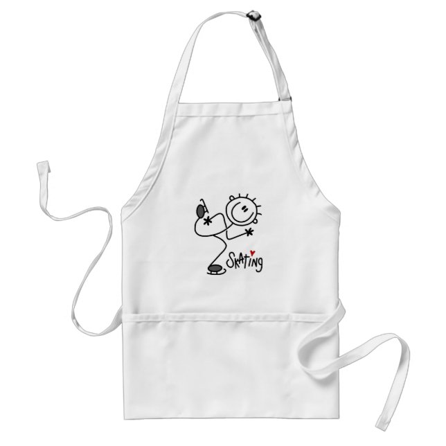 Simple Stick Figure Ice Skating T-shirts and Gifts Adult Apron (Front)